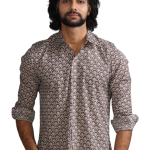 Tawny Brown Sanganeri Print Cotton Shirt - Premium Earth Heritage Style | Jaipurio