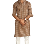 Walnut Brown Sanganeri Kurta White Pyjama - Premium Men's Ethnic Set | Jaipurio