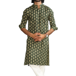 Juniper Green Sanganeri Kurta White Pyjama - Premium Nature-Inspired Set | Jaipurio