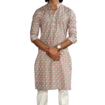 Thunder Grey Sanganeri Booti Print Kurta White Pyjama - Modern | Jaipurio