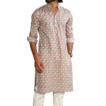 Thunder Grey Sanganeri Booti Print Kurta White Pyjama - Modern | Jaipurio