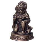 Brass Hanuman Dashboard Statue: 1.5x1.25x2.25 inch Bajrang Bali | Sitting Sculpture for Car & Office | Compact Divine Protection