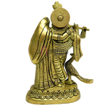 Radha Krishna Pure Brass Dashboard Idol: 14x9.5x3.81cm Divine Pair | Car & Home Decor | Decorative Love Symbol | Sacred Protection