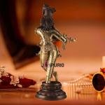 Pure Brass Lord Krishna Statue Dual Copper Golden Tone 22 Inch - Premium Temple Art | Jaipurio