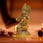 Brass Blessing Hanuman Idol 7.7 Inch - Lucky Number Divine Power | Jaipurio