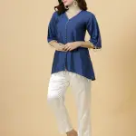 Classy Yale Blue Silk Co-Ord Set Luxury Fashion - Premium Pure Silk Contemporary | Jaipurio