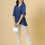 Classy Yale Blue Silk Co-Ord Set Luxury Fashion - Premium Pure Silk Contemporary | Jaipurio