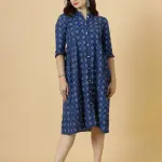 Navy Blue Sanganeri Block Printed Dress - Premium Handcrafted Cotton | Jaipurio