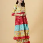 Multicolor Sanganeri Frock Kurti Palazzo Set - Premium Cotton Traditional | Jaipurio