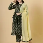 Pine Green Sanganeri Block Print Kurti Palazzo Set - Heritage Ethnic | Jaipurio