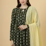 Pine Green Sanganeri Block Print Kurti Palazzo Set - Heritage Ethnic | Jaipurio