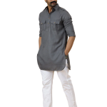 Dark Grey Hunting Style Kurta Pajama - Premium Contemporary Traditional Menswear | Jaipurio
