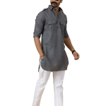 Dark Grey Hunting Style Kurta Pajama - Premium Contemporary Traditional Menswear | Jaipurio