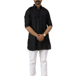 Black Hunting Style Kurta Pajama - Premium Elegant Traditional Menswear | Jaipurio