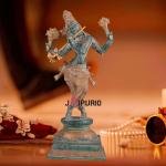 Vintage Brass Vishnu as Lord Krishna Statue 14.5 Inch Green Sand Finish Shankh Chakra | Jaipurio