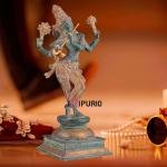 Vintage Brass Vishnu as Lord Krishna Statue 14.5 Inch Green Sand Finish Shankh Chakra | Jaipurio