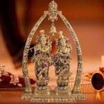 Brass Radha Krishna Arch Idol 4.5 Inches - Temple Grade Divine Love Murti | Jaipurio