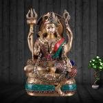 Brass Sitting Ardhanarishwara Stonework 10 Inch - Premium Divine Unity Idol | Jaipurio