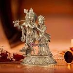 Pure Brass Radha Krishna with Peacock Idol 16 Inch - Divine Love Temple Sculpture | Jaipurio