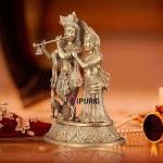 Pure Brass Radha Krishna with Peacock Idol 16 Inch - Divine Love Temple Sculpture | Jaipurio
