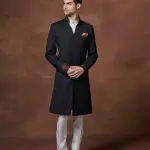 Mystique Elegance V-Neck Textured Achkan (S-XL) | Enigmatic Formal Charm | Textured Mystique Collection by Jaipurio