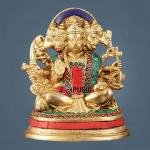 Superfine Brass Panchmukhi Hanuman Murti 6.50 Inch - Divine Grace Stonework | Jaipurio