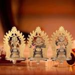 Pure Brass Ganesh Lakshmi Saraswati Prabhavali Set - Divine Trinity | Jaipurio