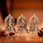 Pure Brass Ganesh Lakshmi Saraswati Prabhavali Set - Divine Trinity | Jaipurio