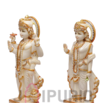 Marble Laxmi Narayan Statue: Divine Temple Grade Sculpture | Premium White Marble | Vishnu Laxmi Murti | Sacred Temple Altar Art