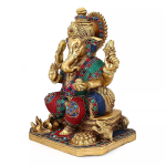 Supreme Lord Ganesha with Modak Plate: 22.9x17.8x30.05cm Brass Statue | Temple Grade Divine Art | Sacred Blessing Murti | Premium Design