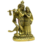 Radha Krishna Pure Brass Dashboard Idol: 14x9.5x3.81cm Divine Pair | Car & Home Decor | Decorative Love Symbol | Sacred Protection