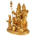 Shiv Parivar Brass Murti: 8x5x9 inch Divine Family | Complete Temple Grade Statue | Sacred Home Temple Art | Bholenath Family Idol