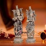 Pure Brass Superfine Radha Krishna Pair Statue 16 Inch - Silver Artisan Craft | Jaipurio
