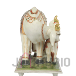 Marble Kamdhenu Cow: Sacred Divine Statue | Luxury Temple Art | Authentic Indian Craftsmanship | Holy Mother Sculpture