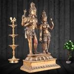 Pure Brass Shiva Parvati Standing Statue - Divine Couple Sacred Sculpture | Jaipurio