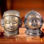 Pure Brass Shiva Parvati Gauri Face Sculptures - Divine Energy Decor | Jaipurio