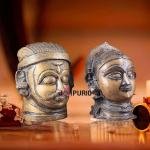 Pure Brass Shiva Parvati Gauri Face Sculptures - Divine Energy Decor | Jaipurio