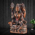 Brass Ardhanarishwara Statue Antique Brown 14 Inch - Divine Unity Murti | Jaipurio