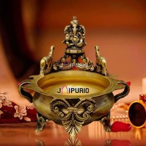 Brass Ganesha Urli 7 Inch - Perfect Water Bowl for Daily Puja & Decor | Jaipurio