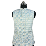 White Thunder Jacket Zardozi Zenith Palace Drapes Lotus Legacy Print | Jaipurio