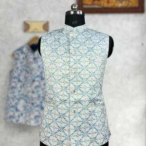 White Thunder Jacket Zardozi Zenith Palace Drapes Lotus Legacy Print | Jaipurio