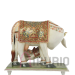 Marble Kamdhenu Cow: Sacred Divine Statue | Luxury Temple Art | Authentic Indian Craftsmanship | Holy Mother Sculpture
