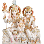 Marble Shiv Parvati Family Statue: Divine Holy Family | Luxury Temple Art | Authentic Indian Craftsmanship | Sacred Stone Art