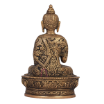 Brass Buddha Blessing Statue: Sacred Kalash & Shawl Design | 11x8x17 cm Buddhist Art | Traditional Peace Sculpture | Divine Blessing Murti