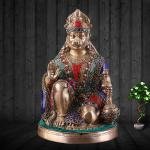 Handcrafted Brass Hanuman Idol 9 Inch - Intricate Meenakari Stonework Art | Jaipurio