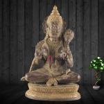 Vintage Brass Lord Hanuman Sculpture 15 Inch - Sand Finish Blessing Mudra | Jaipurio