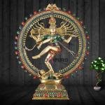 Large Brass Nataraja Stonework Budhshiv - Divine Dance Sculpture | Jaipurio