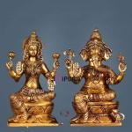 Brass Laxmi Ganesh Murti 12 Inch - Divine Prosperity Pair for Wealth | Jaipurio