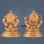 Brass Superfine Ganesha Lakshmi Idol Pair 4 Inch - Compact Temple Decor | Jaipurio
