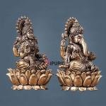 Pure Brass Intricate Superfine Ganesha-Lakshmi Idol Pair 3 Inch | Jaipurio